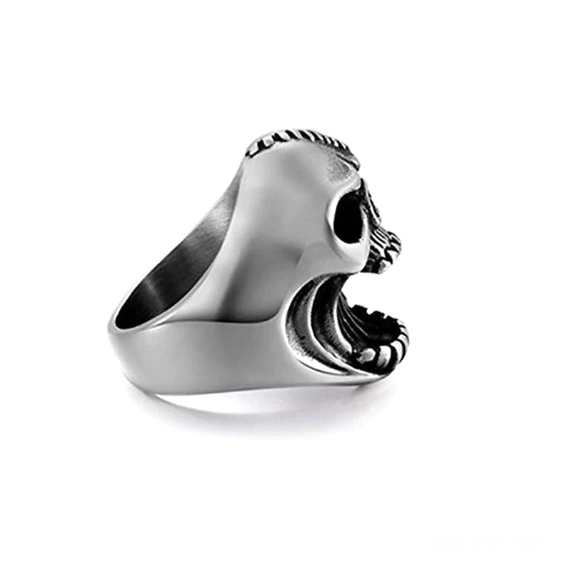 Skull ring side profile showing inner structure and 36mm height dimensions
