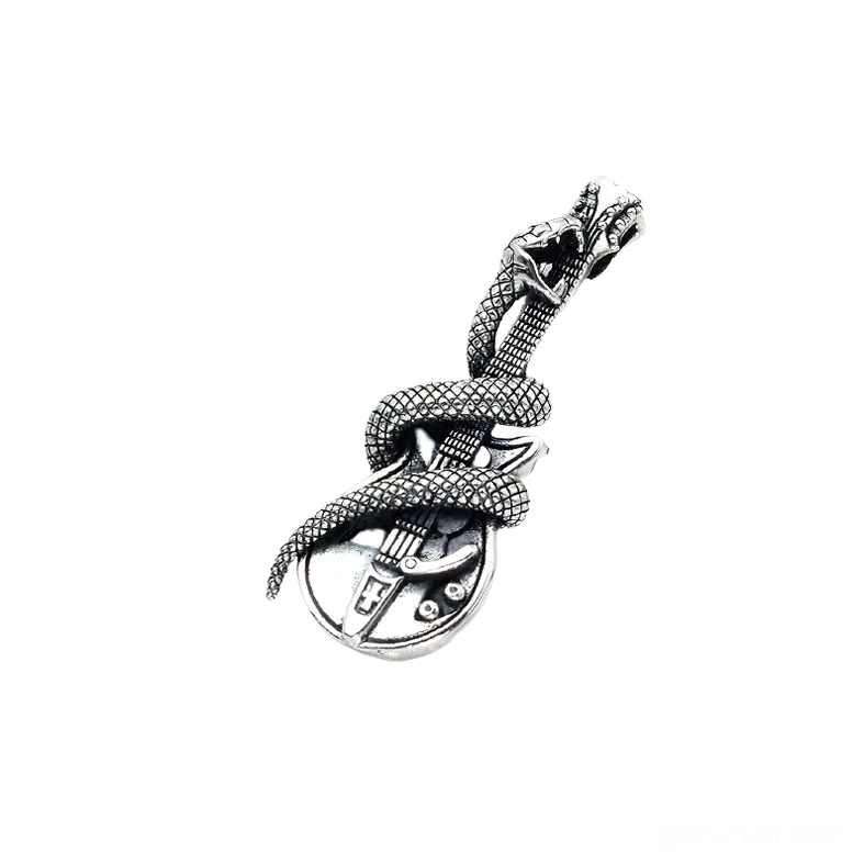 Mini snake guitar gothic pendant compact design side front view
