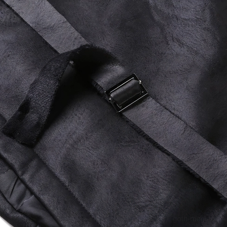 Premium suede gothic waistcoat steampunk buckle back adjustment system detail