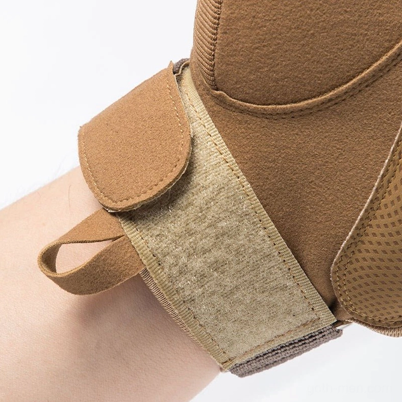 Tactical half-finger combat gloves material construction detail showing acrylic nylon polyester spandex blend quality