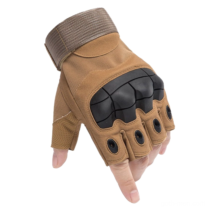 Tactical half-finger fingerless gloves multiple angles showcasing protective knuckle design and wrist support construction