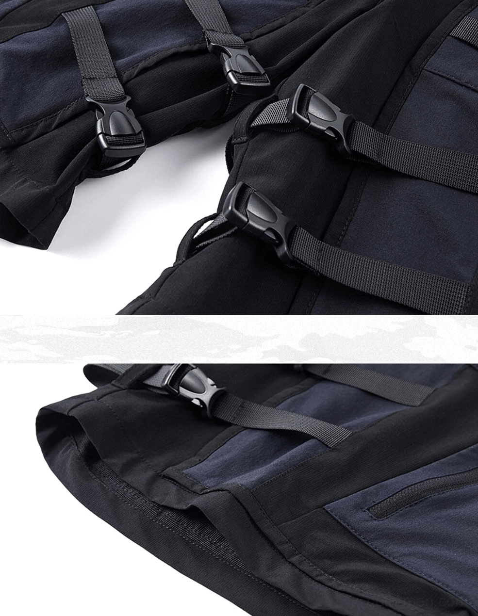 Tactical shorts webbing buckle set - heavy-duty plastic buckles with woven strap system