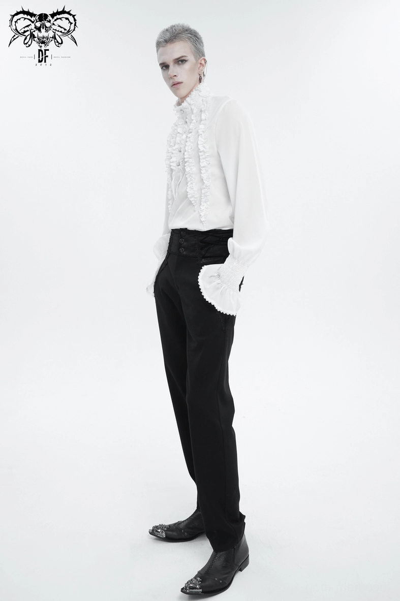 Theatrical gothic ruffled white shirt design inspiration Victorian era styling