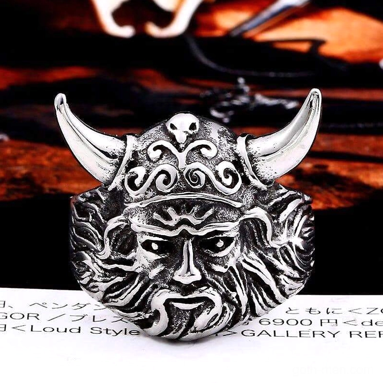 antique-silver-viking-warrior-ring-three-quarter-view-detailed-facial-features