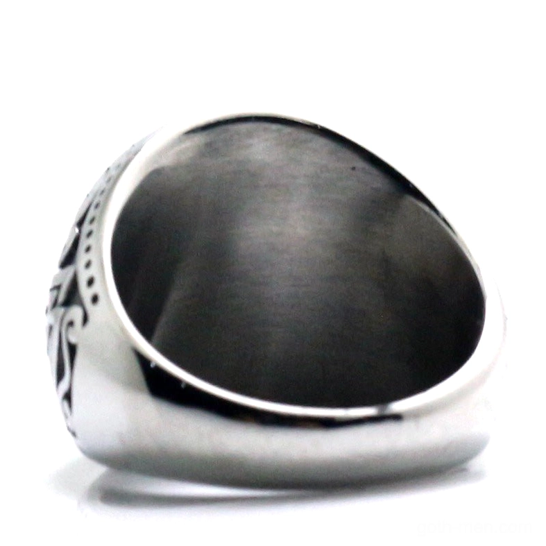 Stainless steel Viking ring inner side view showing smooth polished interior surface and comfort fit