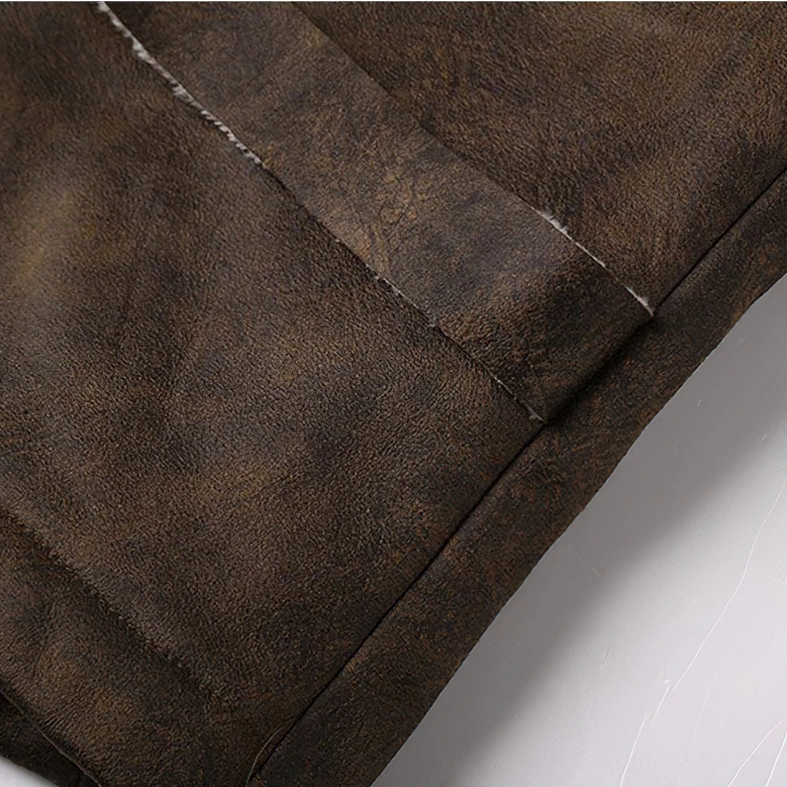 Premium suede gothic waistcoat side detail showing fit and construction quality
