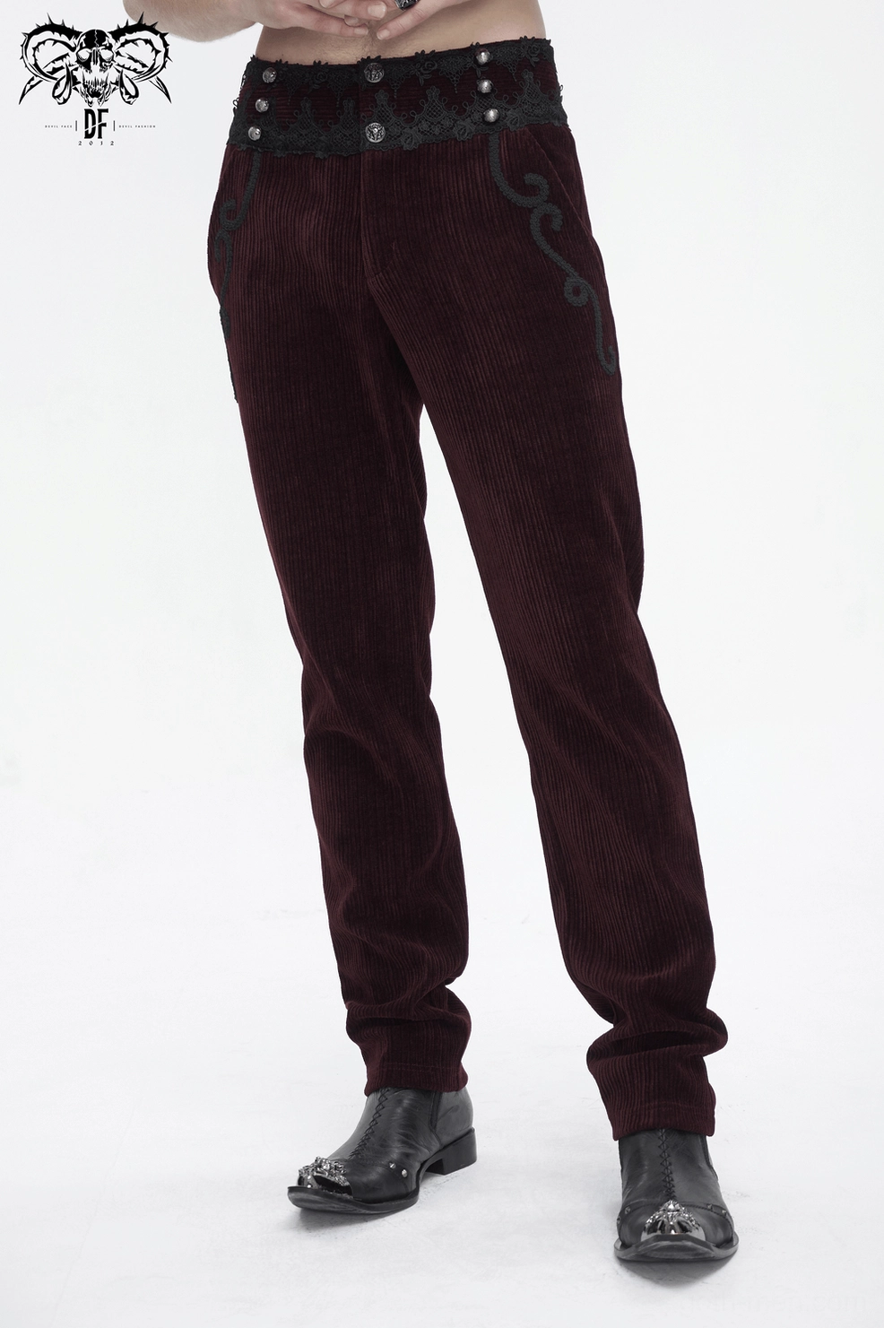 Wine red corduroy fabric under studio lighting showing depth of color and textured chenille blend weave